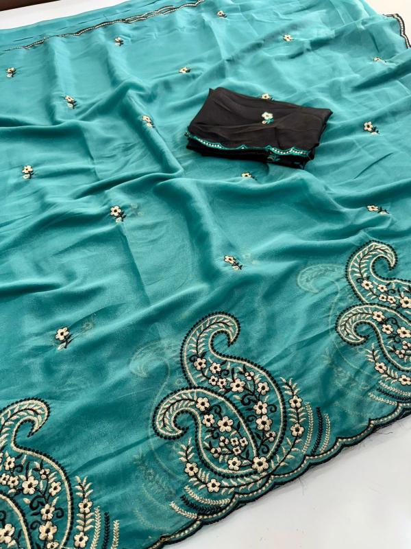 Vastrangan multi emrodairy work saree in bulk